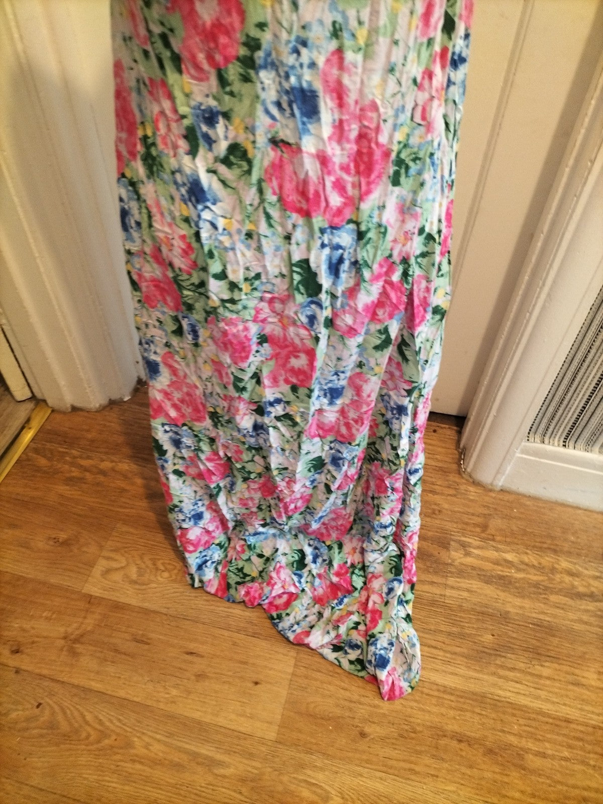 Ladies Divided Size 10 Multicoloured Floral Sleeveless Long Length Dress