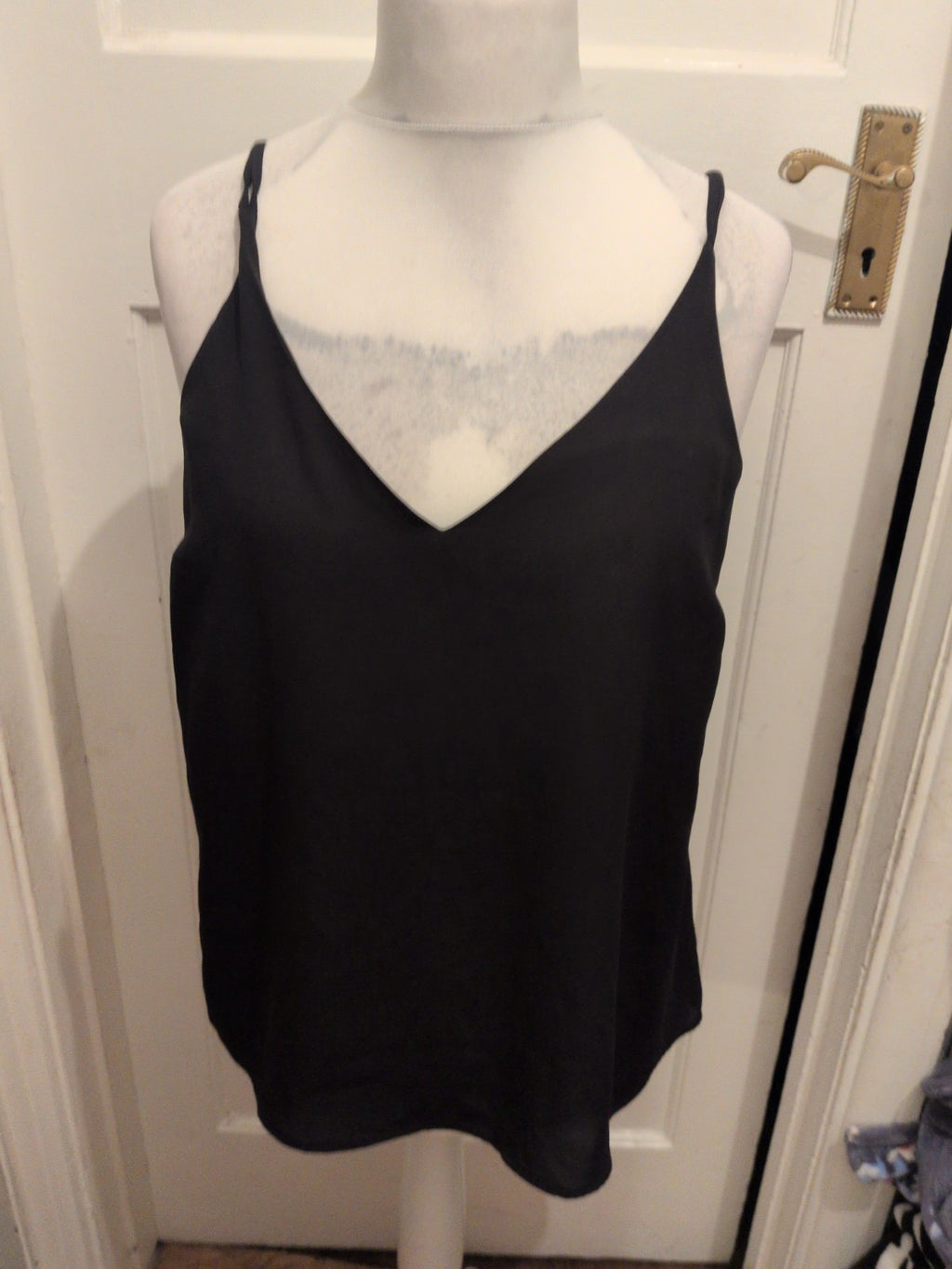 Papaya Woman 14 V Neck Black Sleeveless Slight See Through Blouse