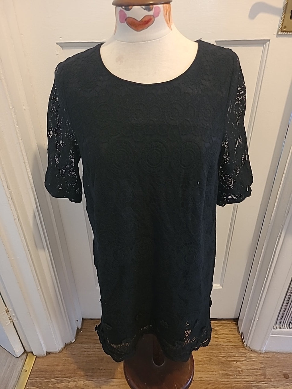 Ladies Tokyo Doll Size 14 Black Lace Lined Short Sleeved Dress