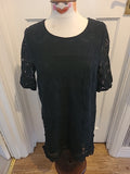 Ladies Tokyo Doll Size 14 Black Lace Lined Short Sleeved Dress
