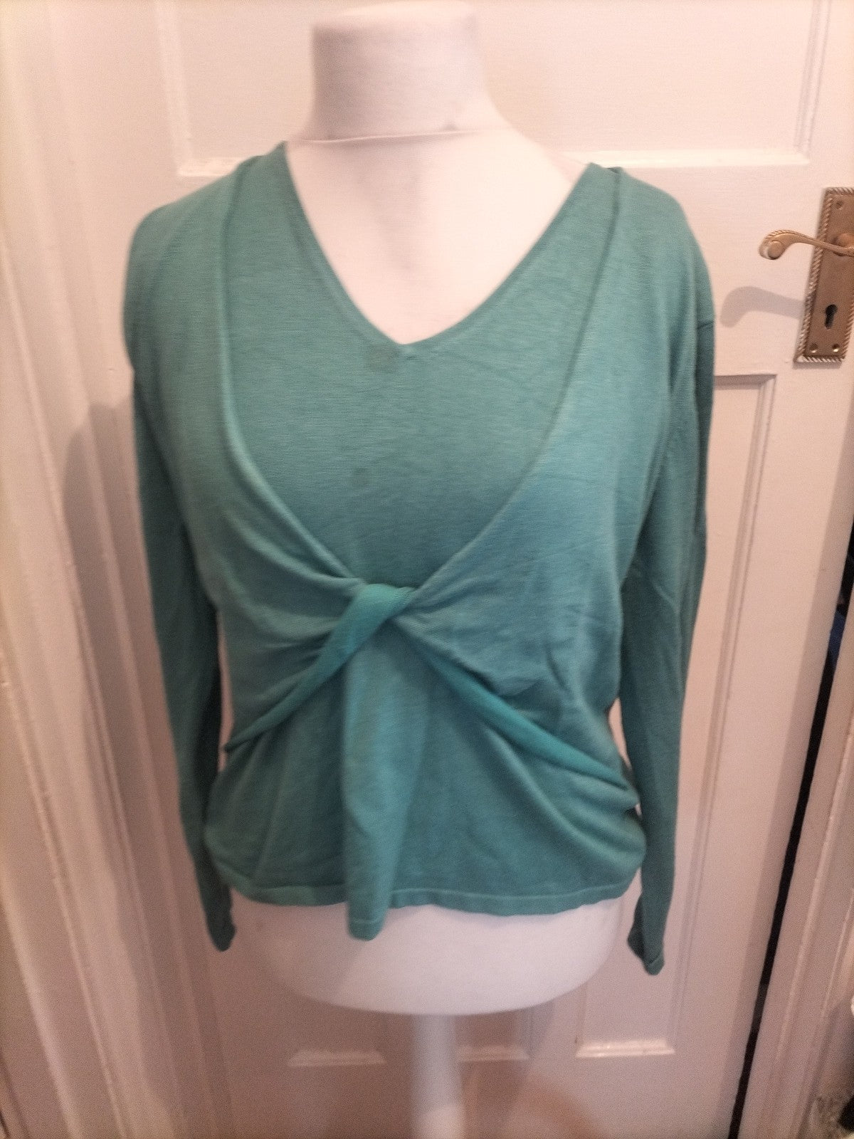 Ladies First Avenue Size L Turquoise Long Sleeved Blouse