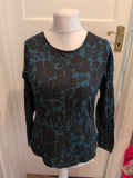 Ladies Pep&Co Size 16 Dark Teal And Black Flower Long Sleeve T-shirt