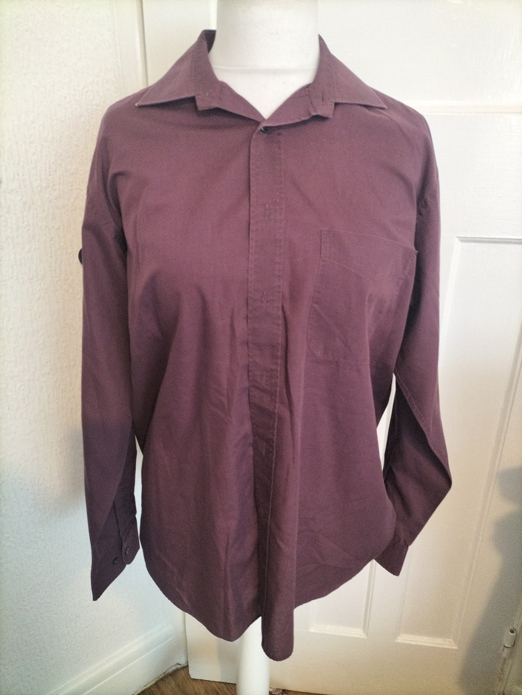 Mens BHS Size 16 Beetroot Long Sleeved Shirt