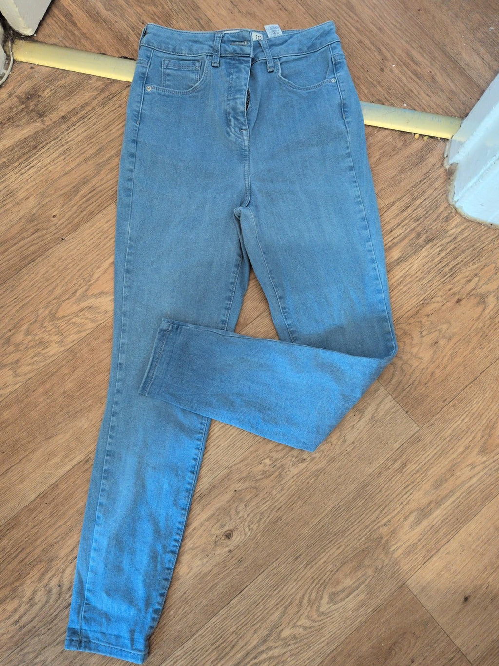 Ladies Next Size 10 Short Hypercurve Super High Waist Jeans Blue