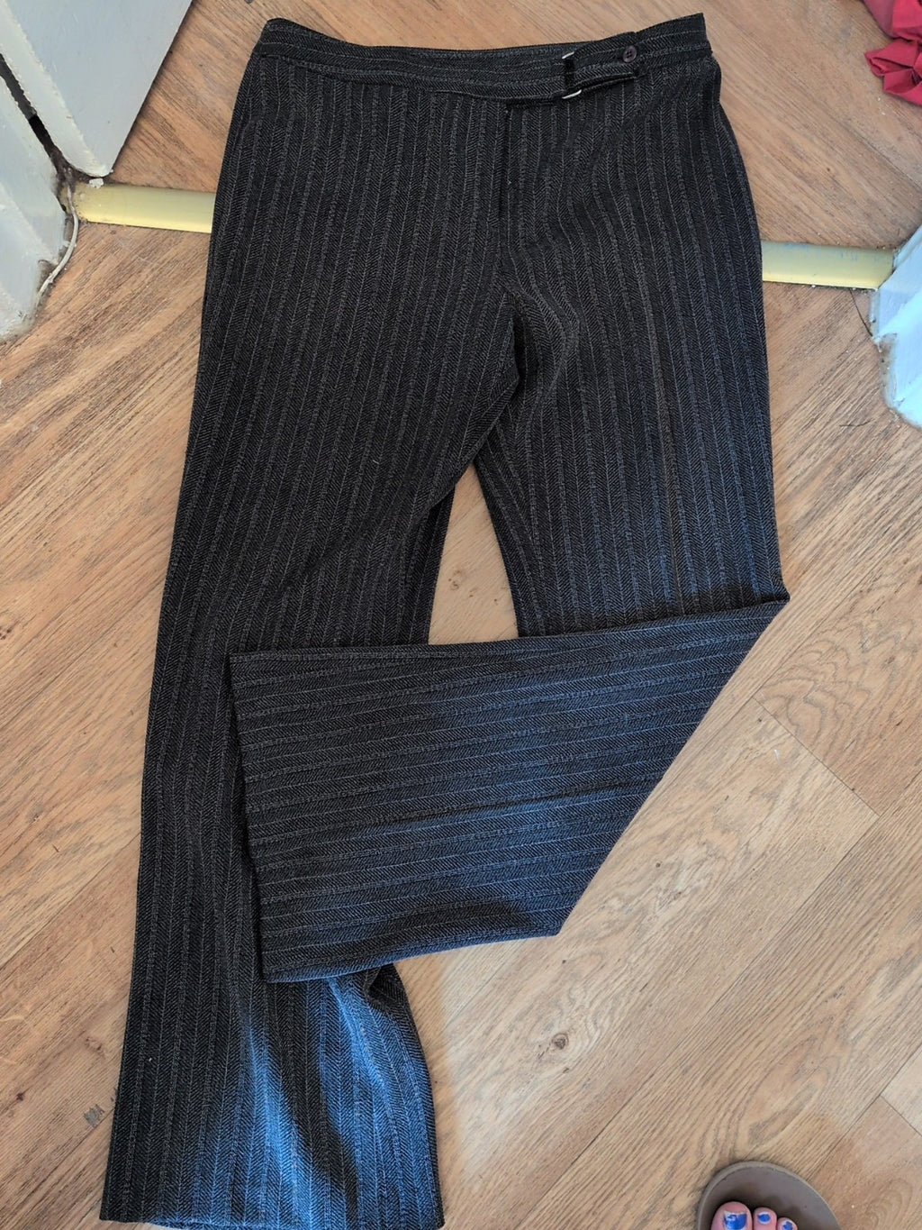 Y Collection 14 Grey Stripe Straight Leg Trousers