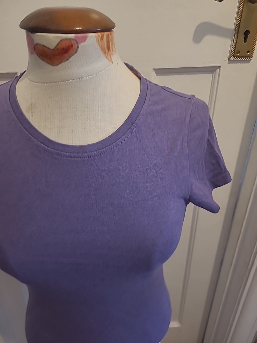 Ladies Dogs Life Size 10 Purple Printed Back Short Sleeved Tshirt