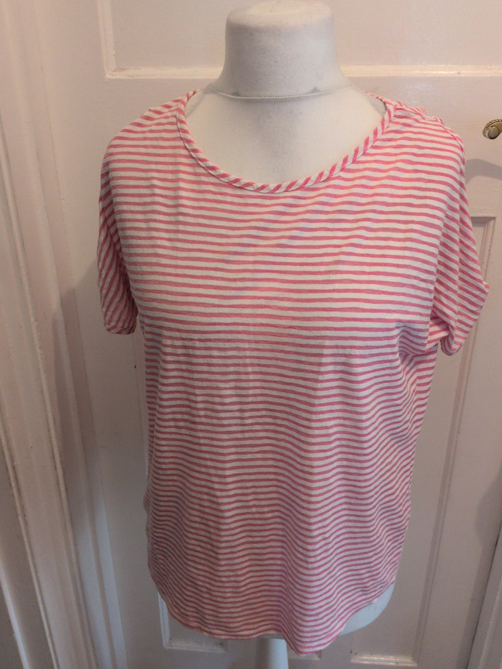 George 16 Pink Striped Open Sleeve T-shirt Blouse