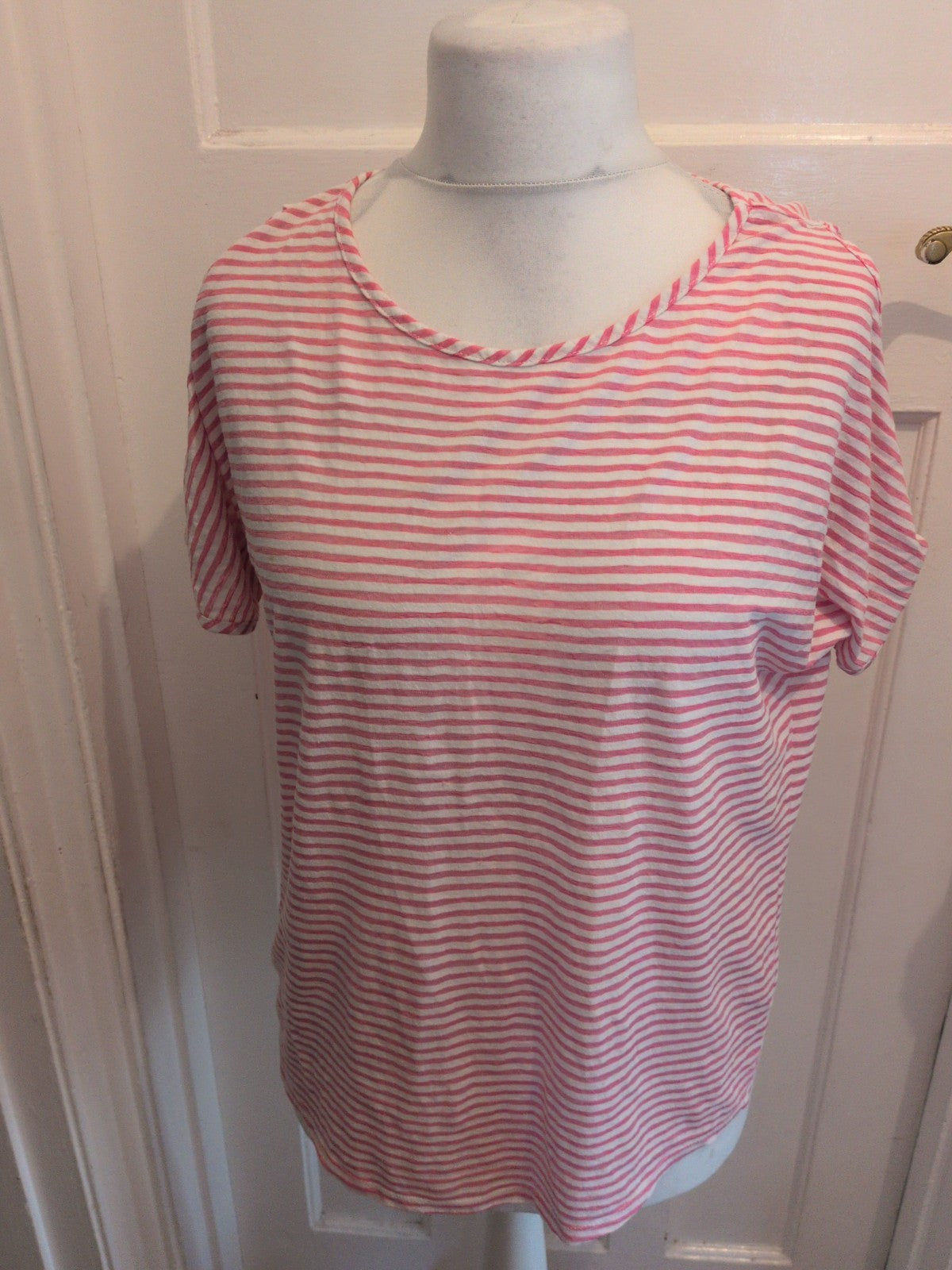 George 16 Pink Striped Open Sleeve T-shirt Blouse