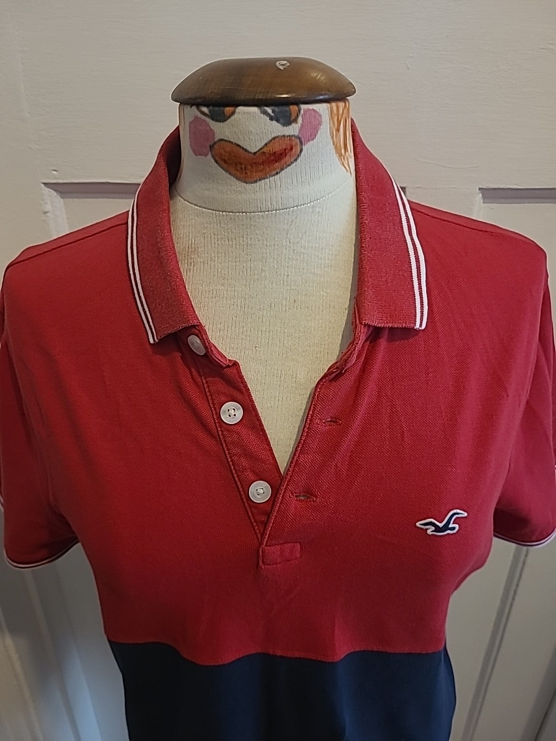 Mens Hollister Size Medium Epic Flex Stretch Red Navy Polo