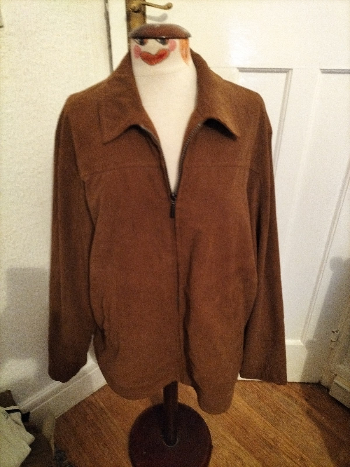 Mens Downstairs Size 46R Brown Suede Feel Lined Jacket
