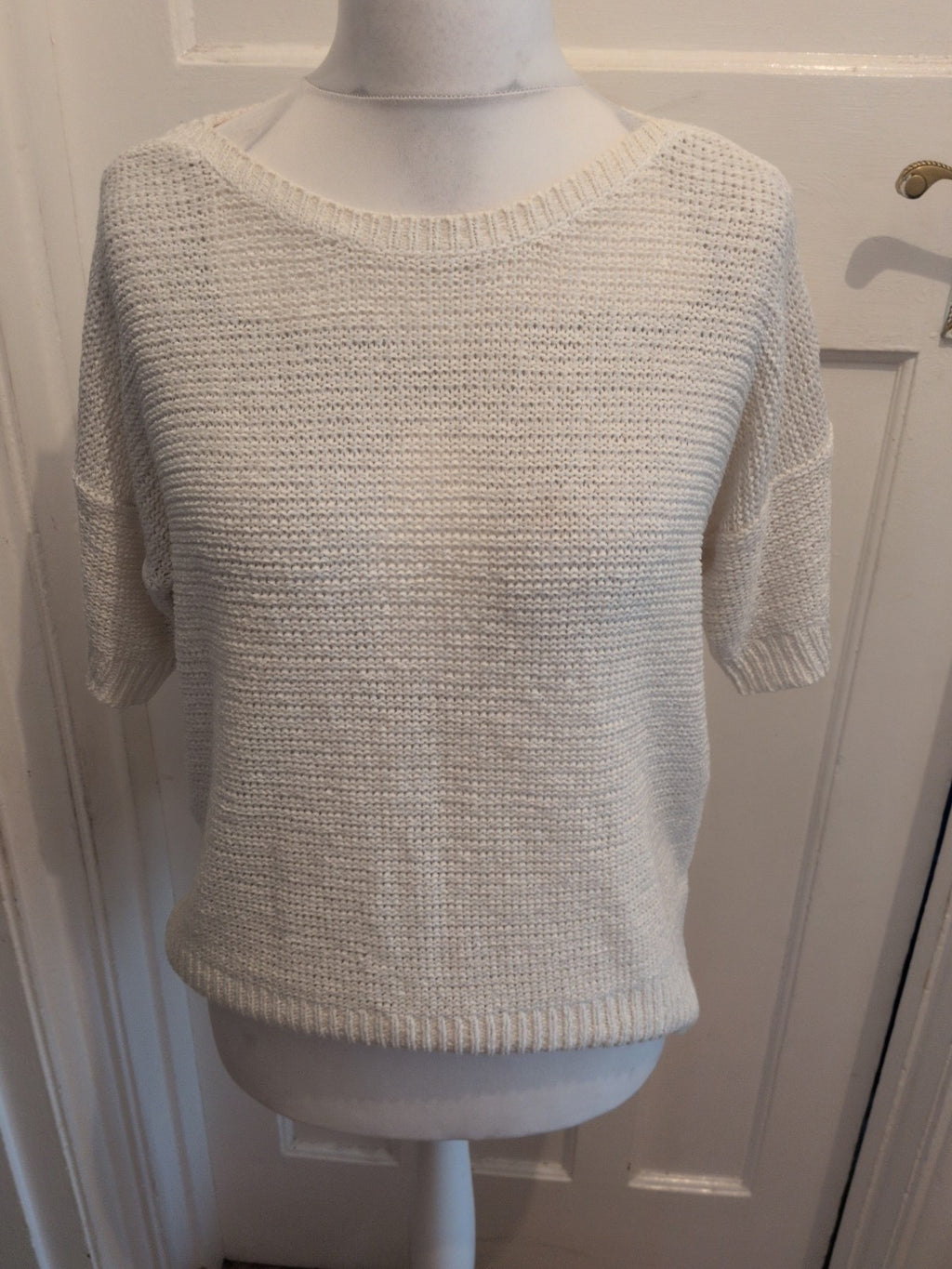 Wallis Medium White Knit Short Sleeve Jumper