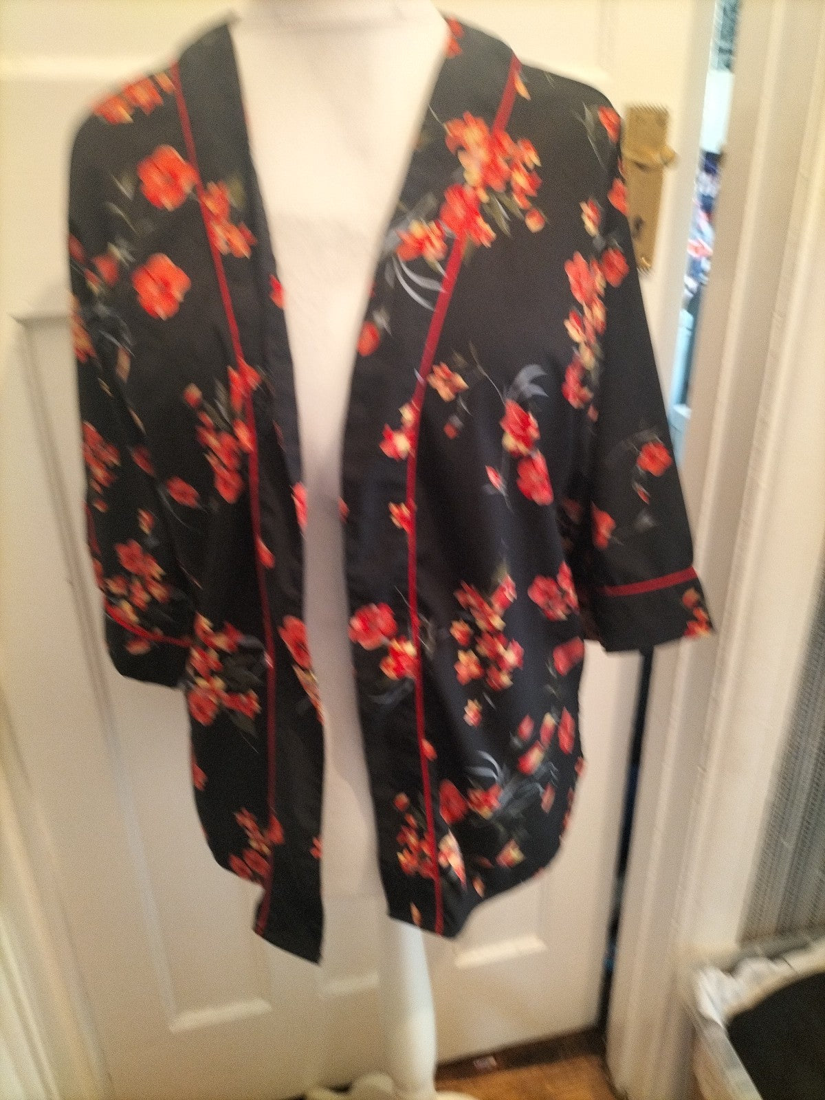 Ladies New Look Size Small Black Floral Pyjama Tol