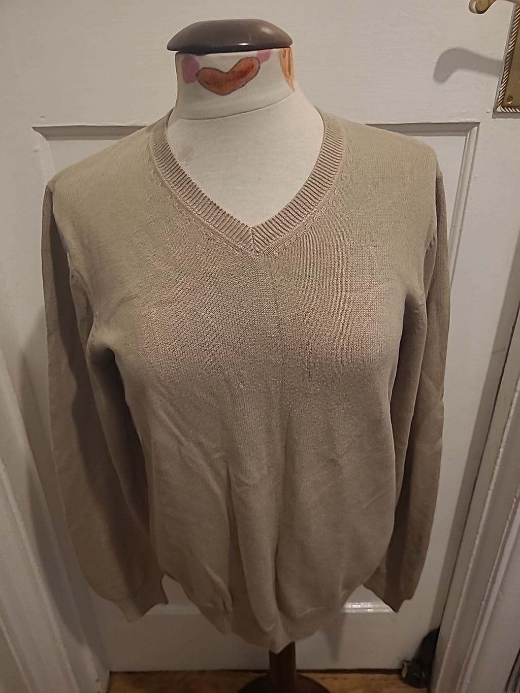 Mens Blue Harbour Size Small Natural V Neck Pullover Jumper
