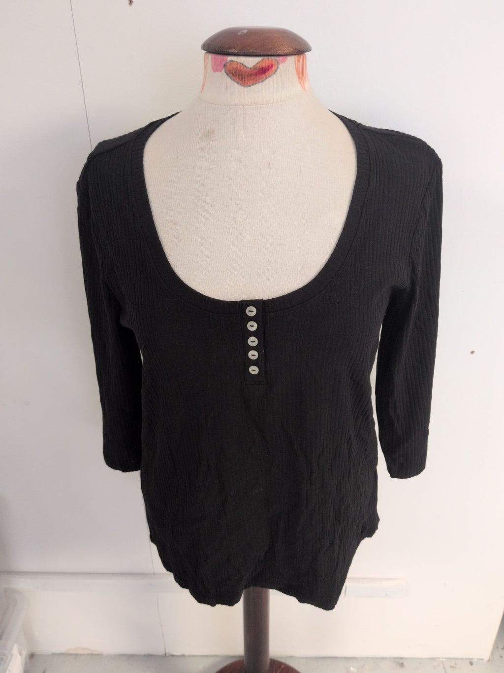 Crew Clothing 14 Black 3/4 Sleeve Blouse