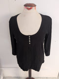 Crew Clothing 14 Black 3/4 Sleeve Blouse