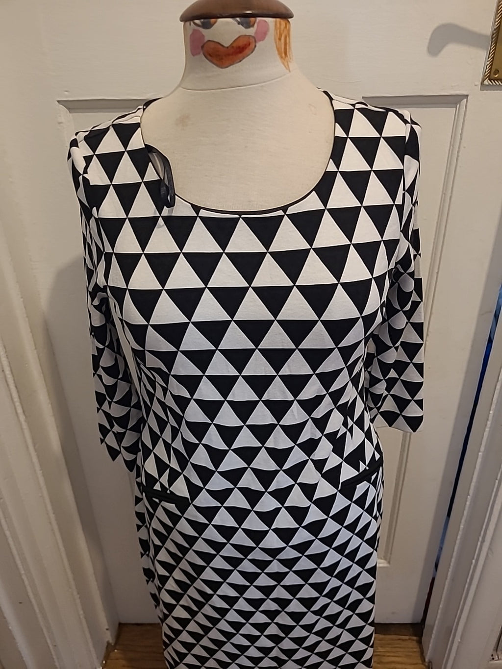Ladies Black/ White Dress 3/4 Sleeve LAURA ASHLEY size 12