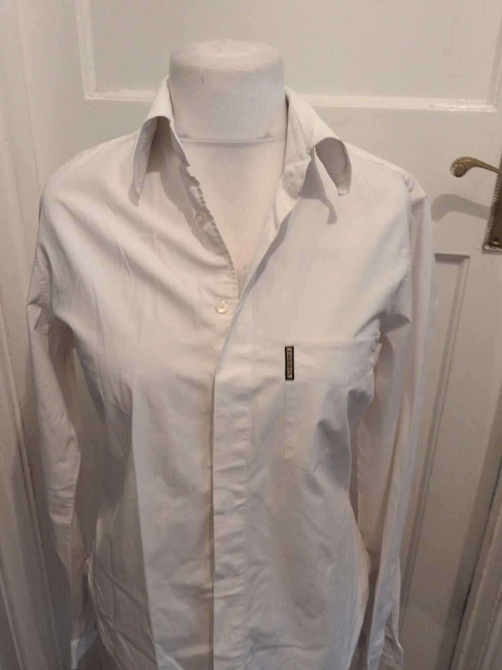 Aj Armani Jeans Large White Long Sleeve Shirt(Couple Small Marks)