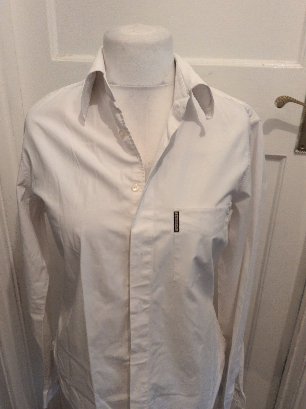 Aj Armani Jeans Large White Long Sleeve Shirt(Couple Small Marks)