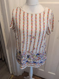 Tu 16 White Floral Ultra Lightweight Short Sleeve Blouse