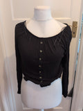 Ladies H&M Size Small Black Long Sleeved Elasticated Hem Blouse