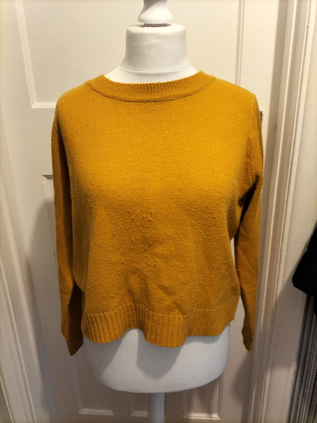 Ladies Divided Size M Mustard Long Sleeved Jumper Bobbling