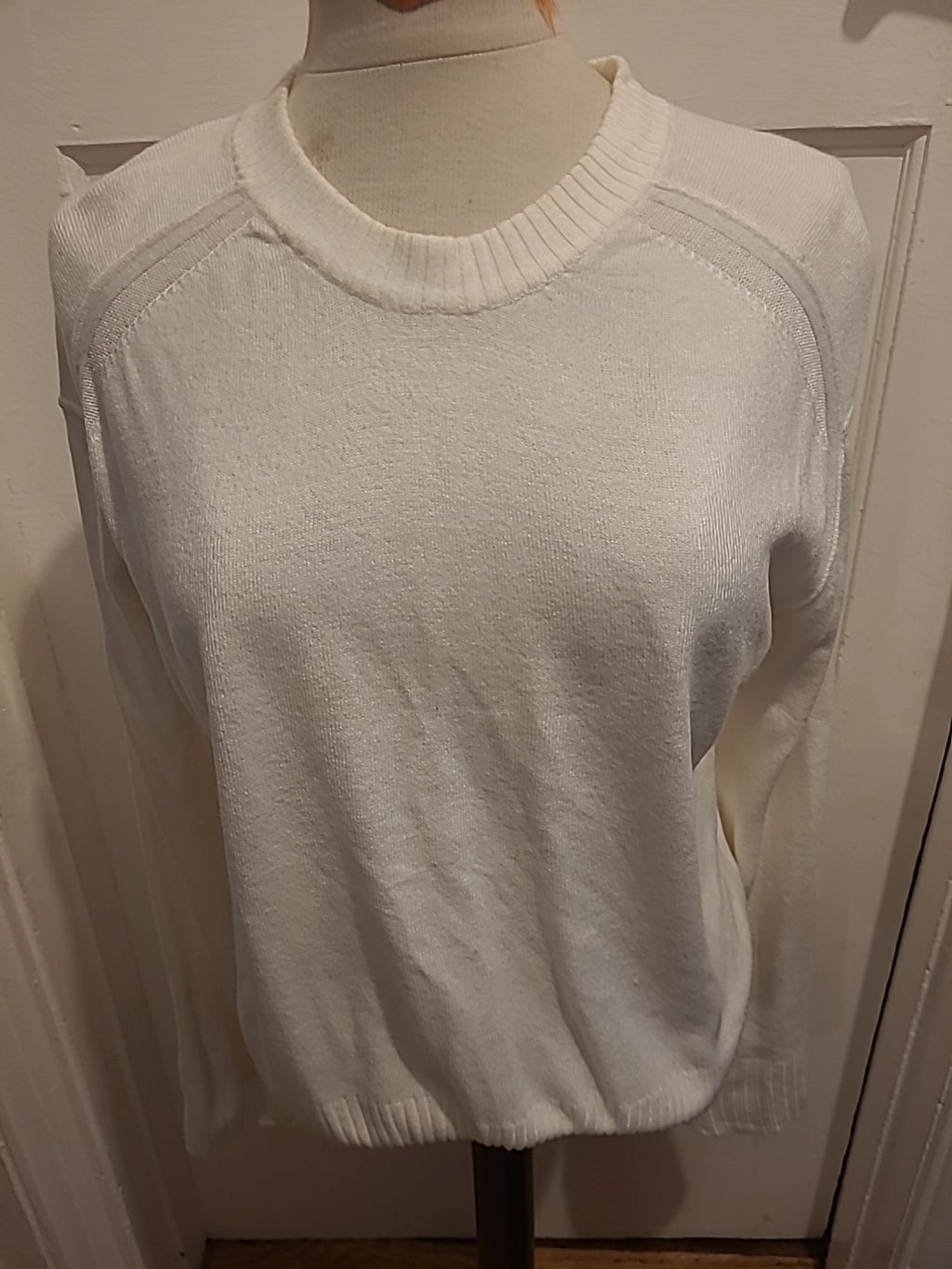 Mens Next Size Small White Ribbed Pullover Jumper