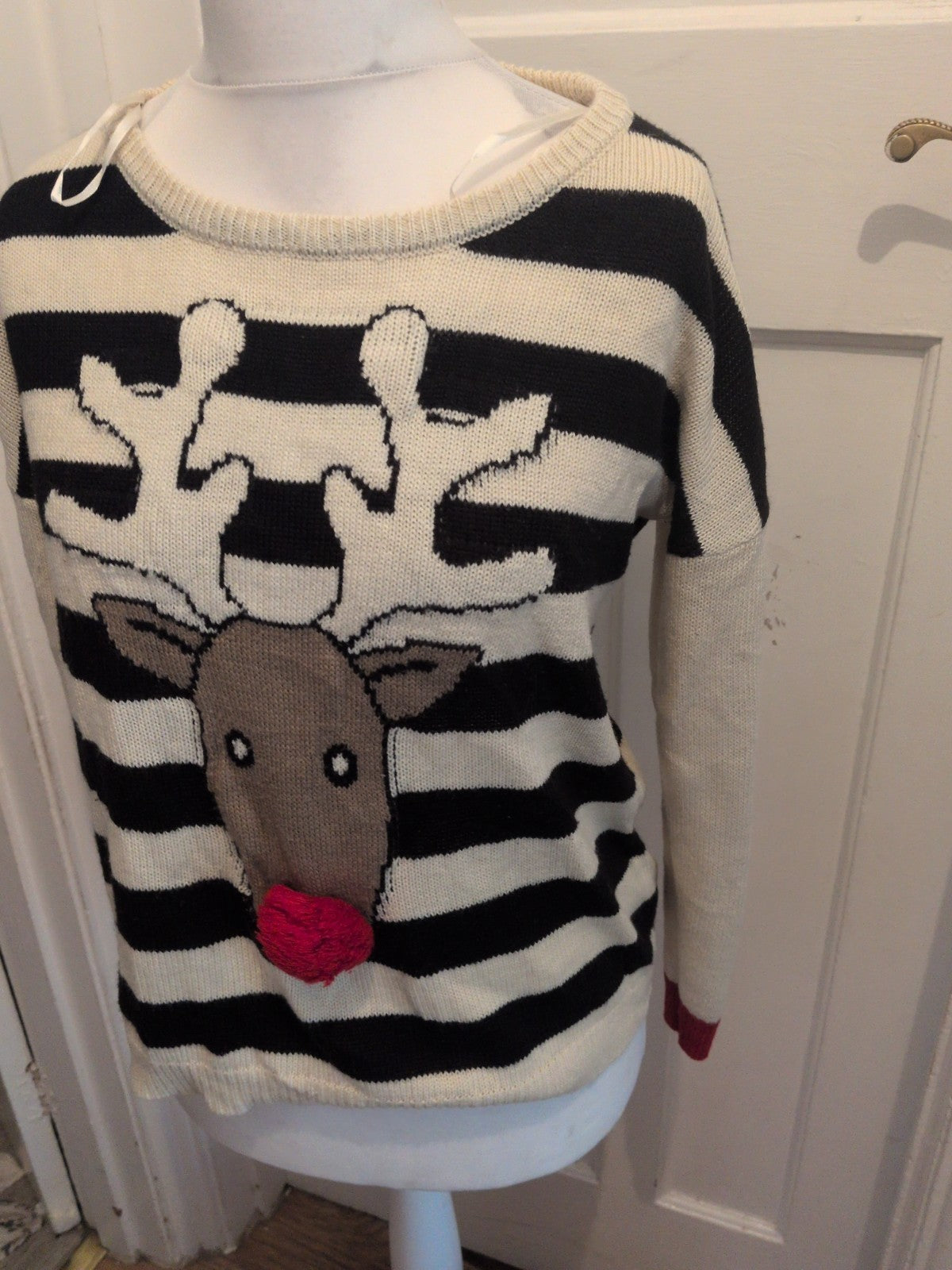 South 14 Striped Reindeer Pullover Jumper