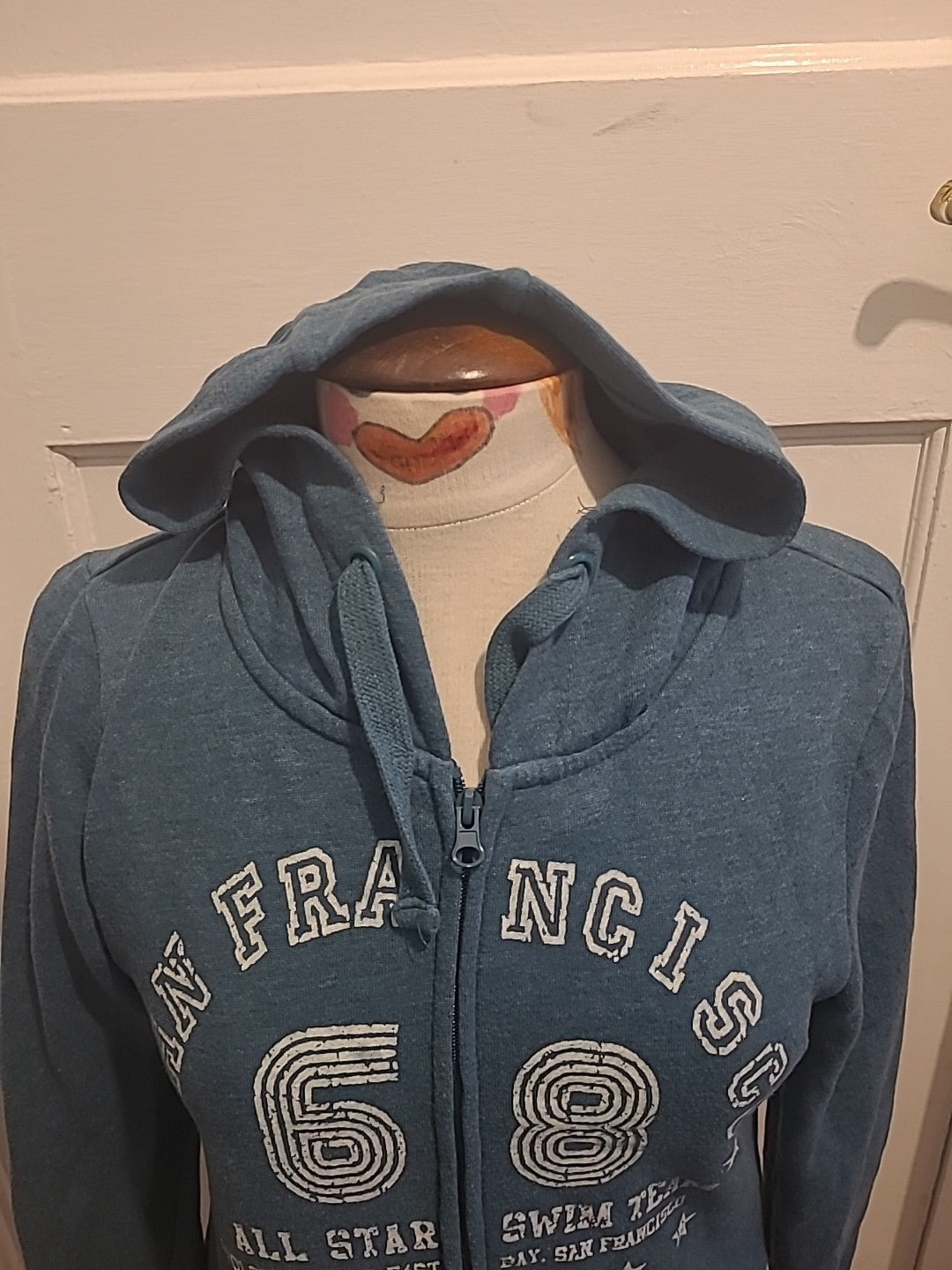 Ladies Denim&Co Size 10 Teal Zip Through Jacket