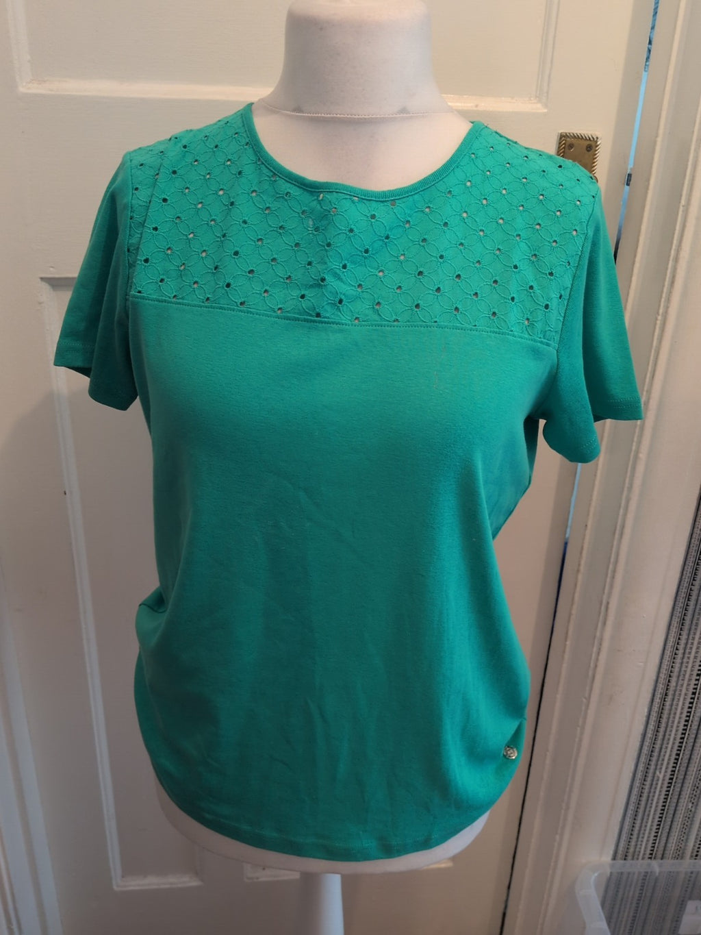 Maine New England 16 Turquoise Short Sleeve Blouse(Couple Small Marks)