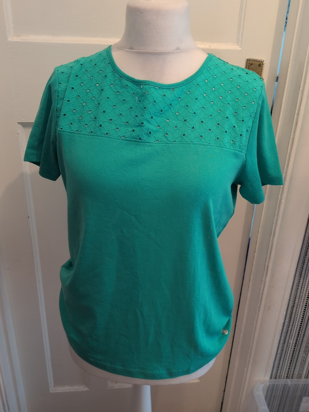 Maine New England 16 Turquoise Short Sleeve Blouse(Couple Small Marks)