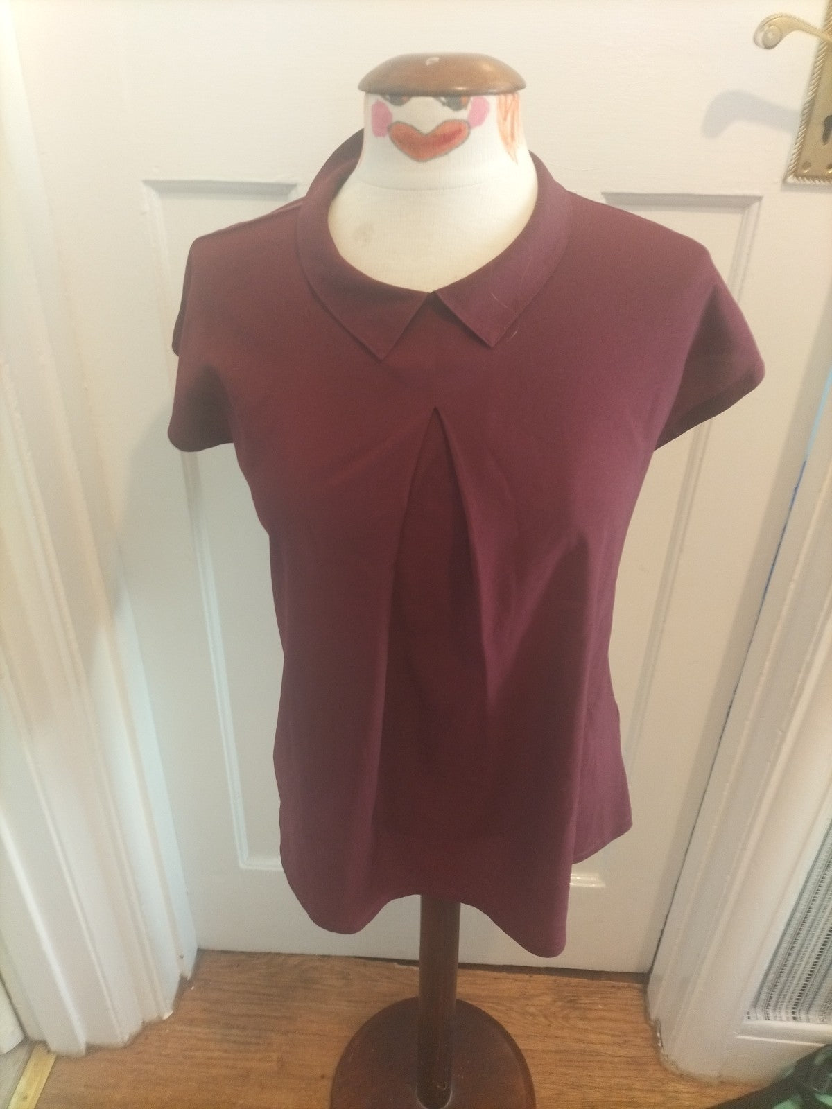 Ladies French Connection Size Medium Deep Purple Short Sleeve Blouse