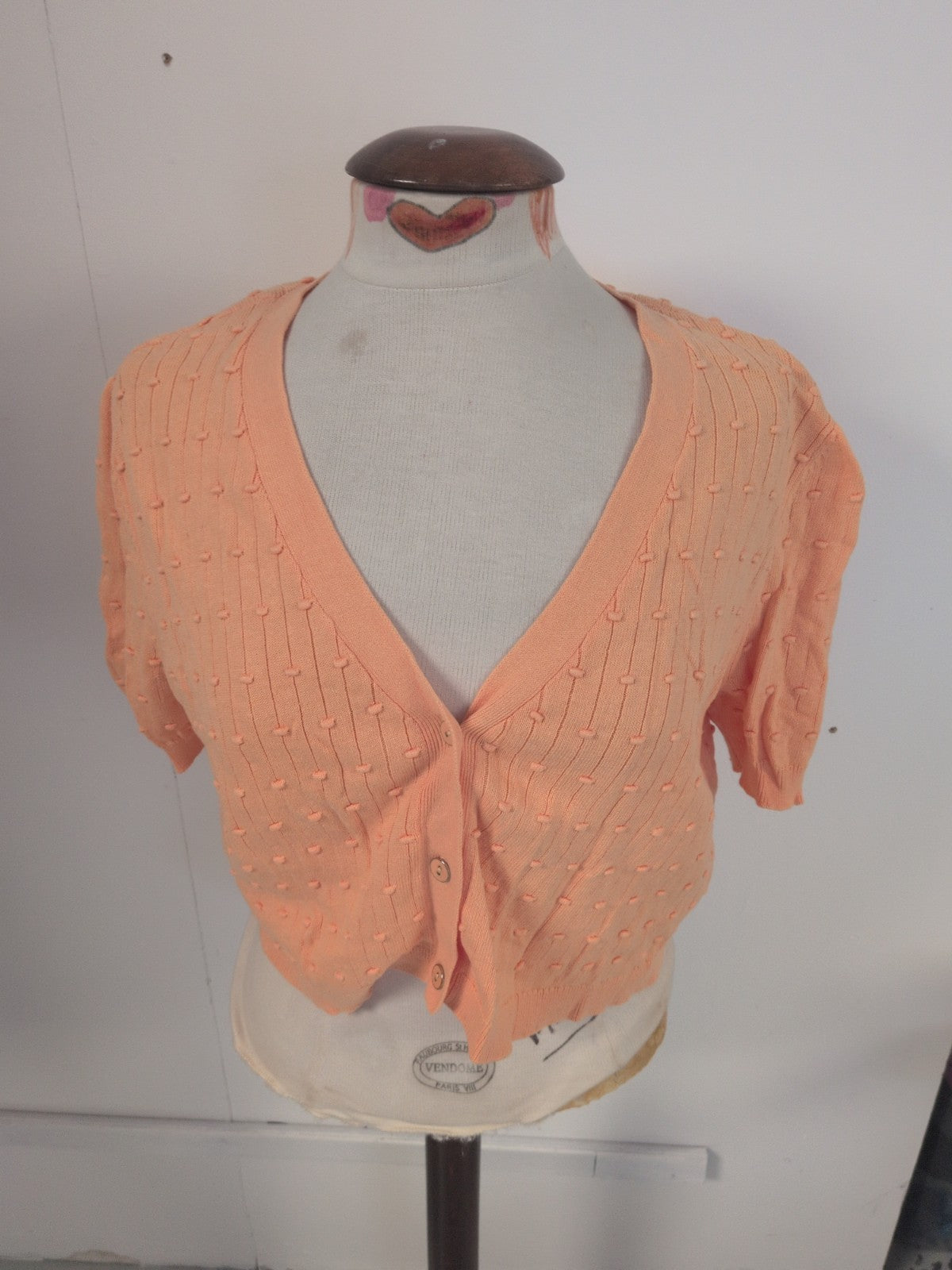 Tu 10 Orange Buttoned Short Sleeve Blouse Cardigan