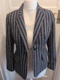 TU 8 Navy And White Stripe Collared Blazer Lined