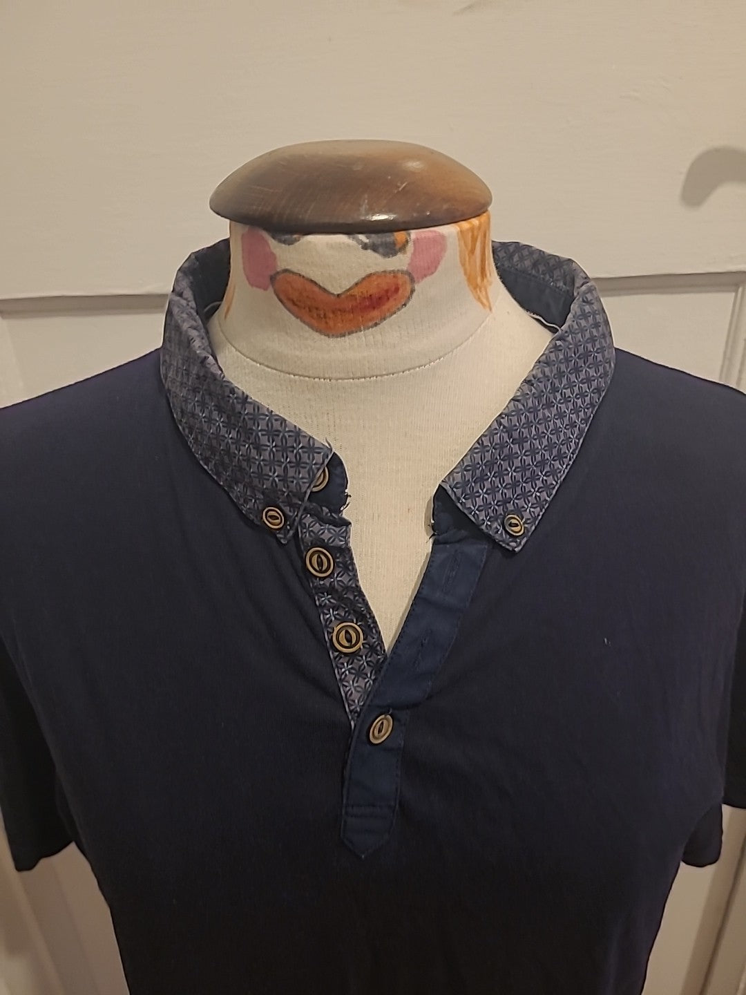 Mens Tu Size Medium Premium Navy With Detailed Collar Polo
