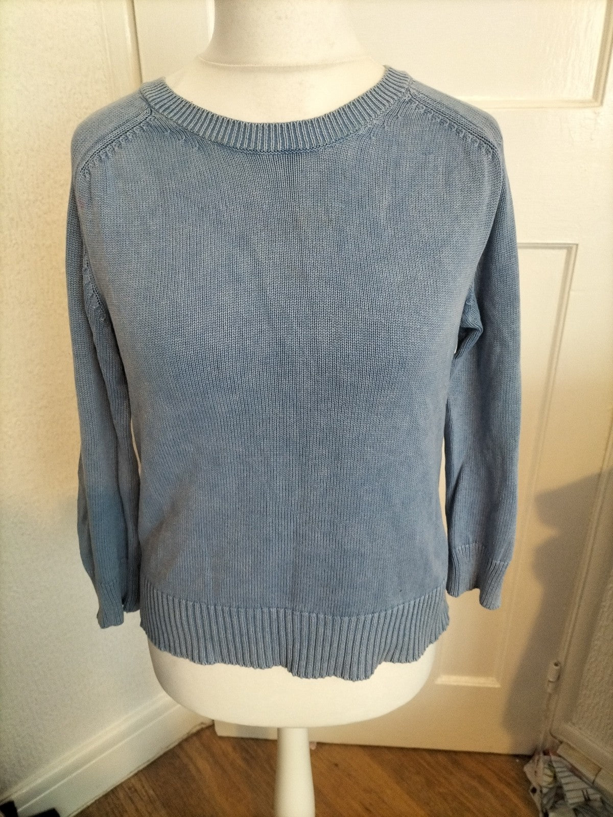 Ladies Zara Size Large Blue Ribbed Jumper