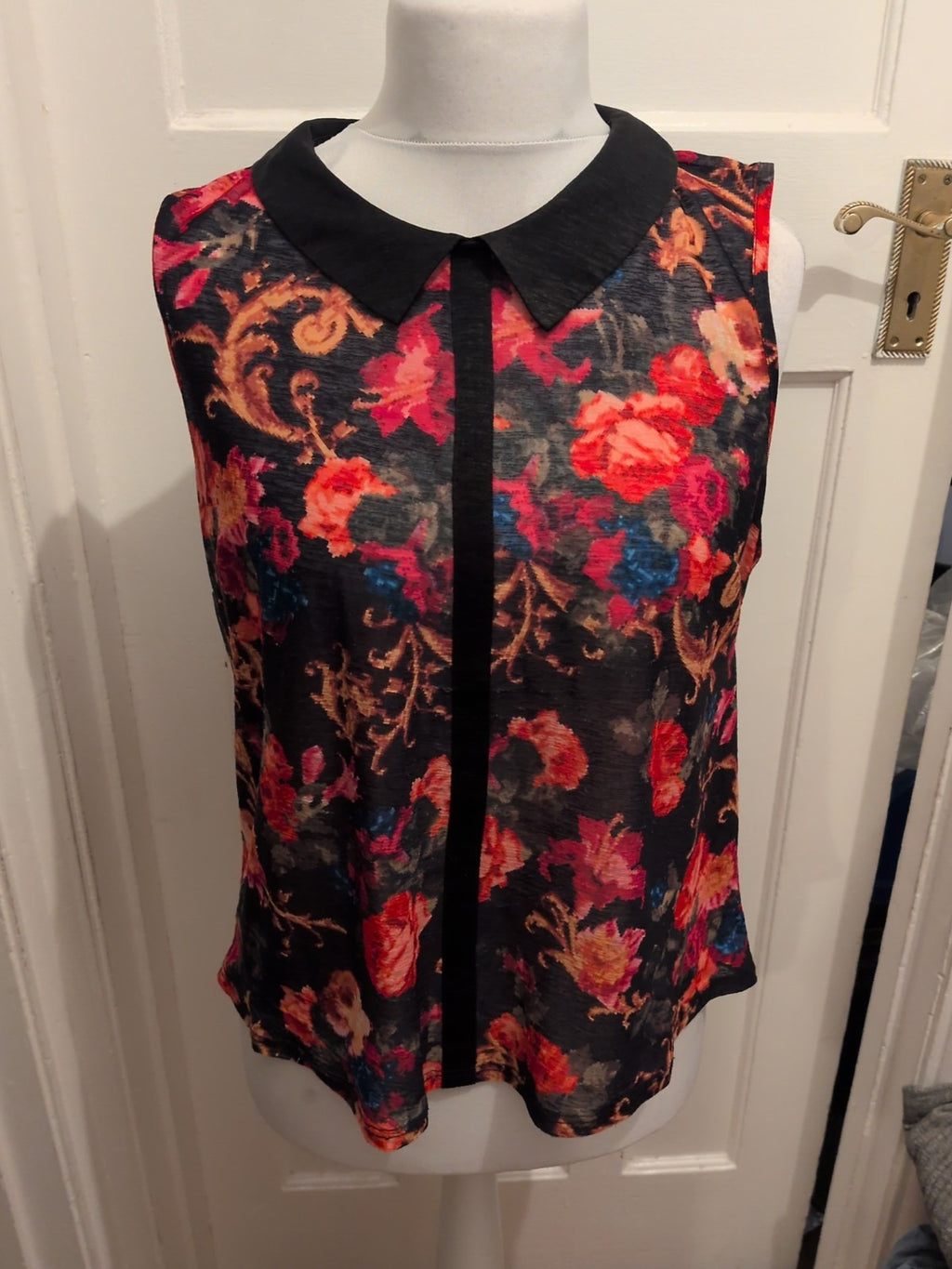 Primark 16 Multicoloured Collared Sleeveless Blouse