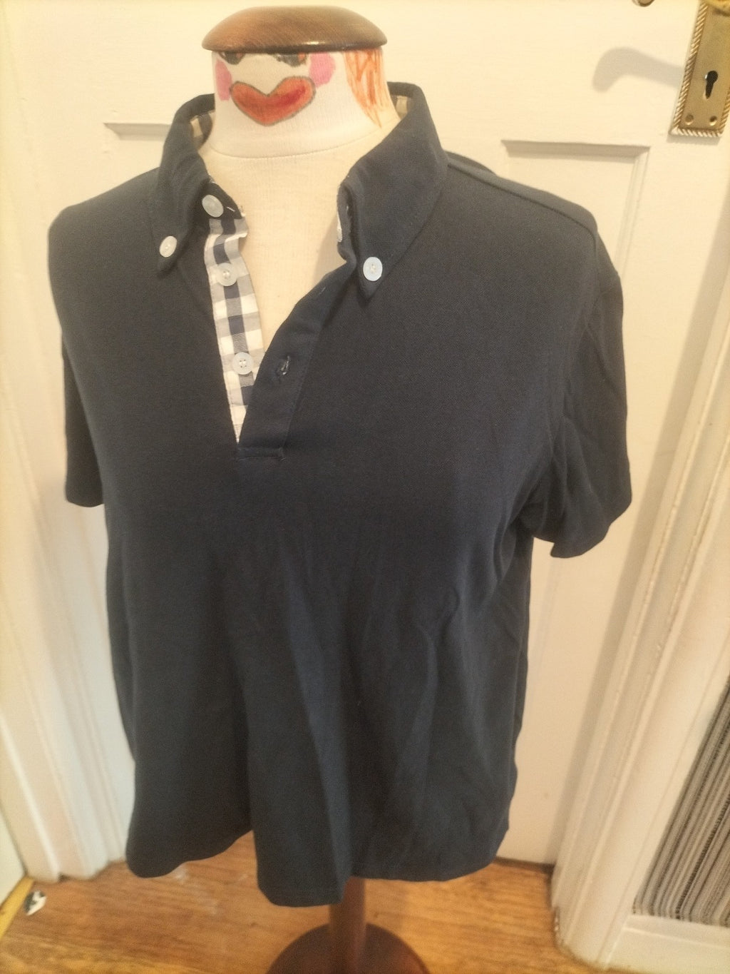 Mens Sttlzmc Size Medium Navy Short Sleeved Polo Shirt