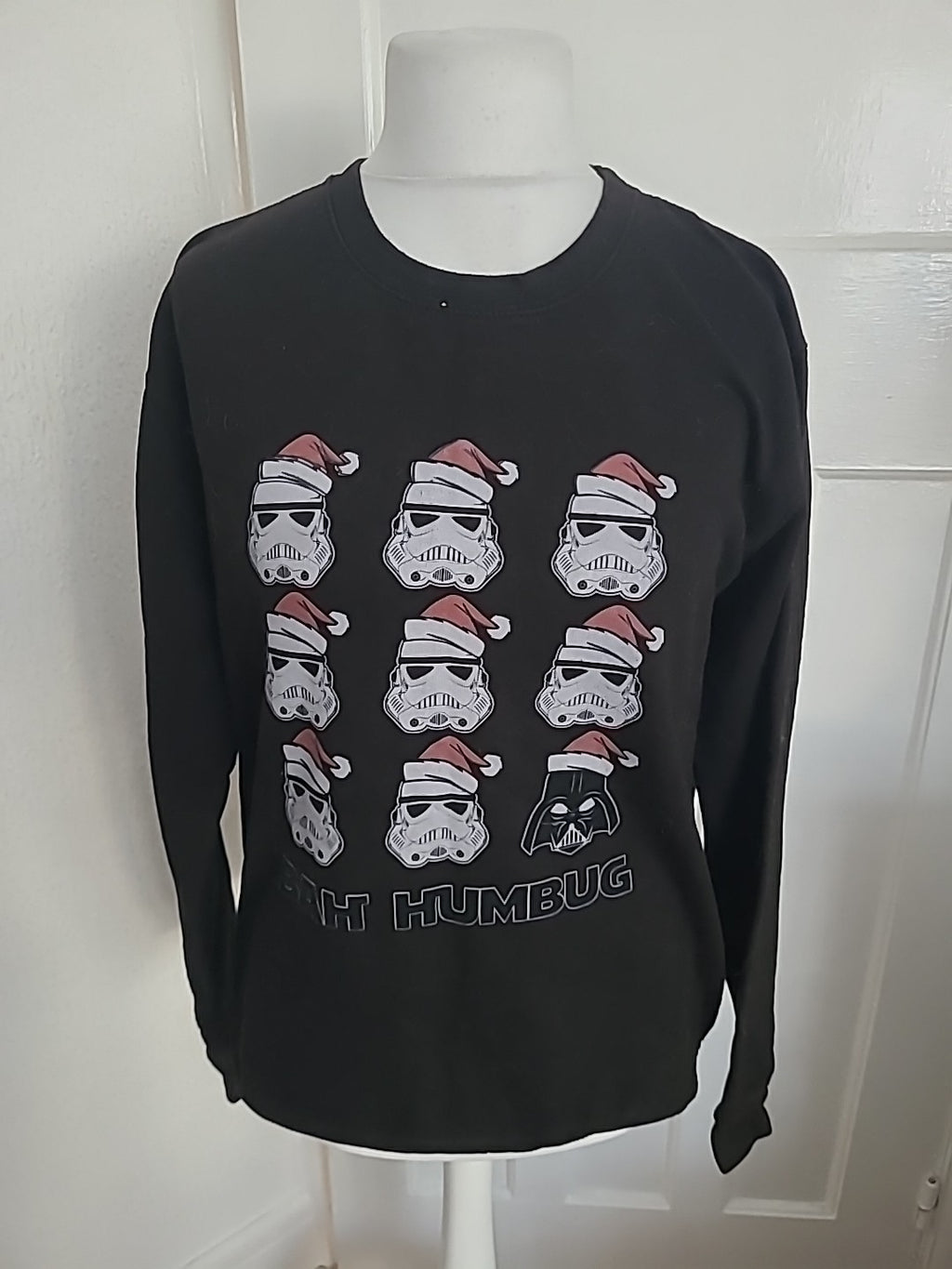 Mens Just Hoods Size Large Black Bah Humbug Jumper