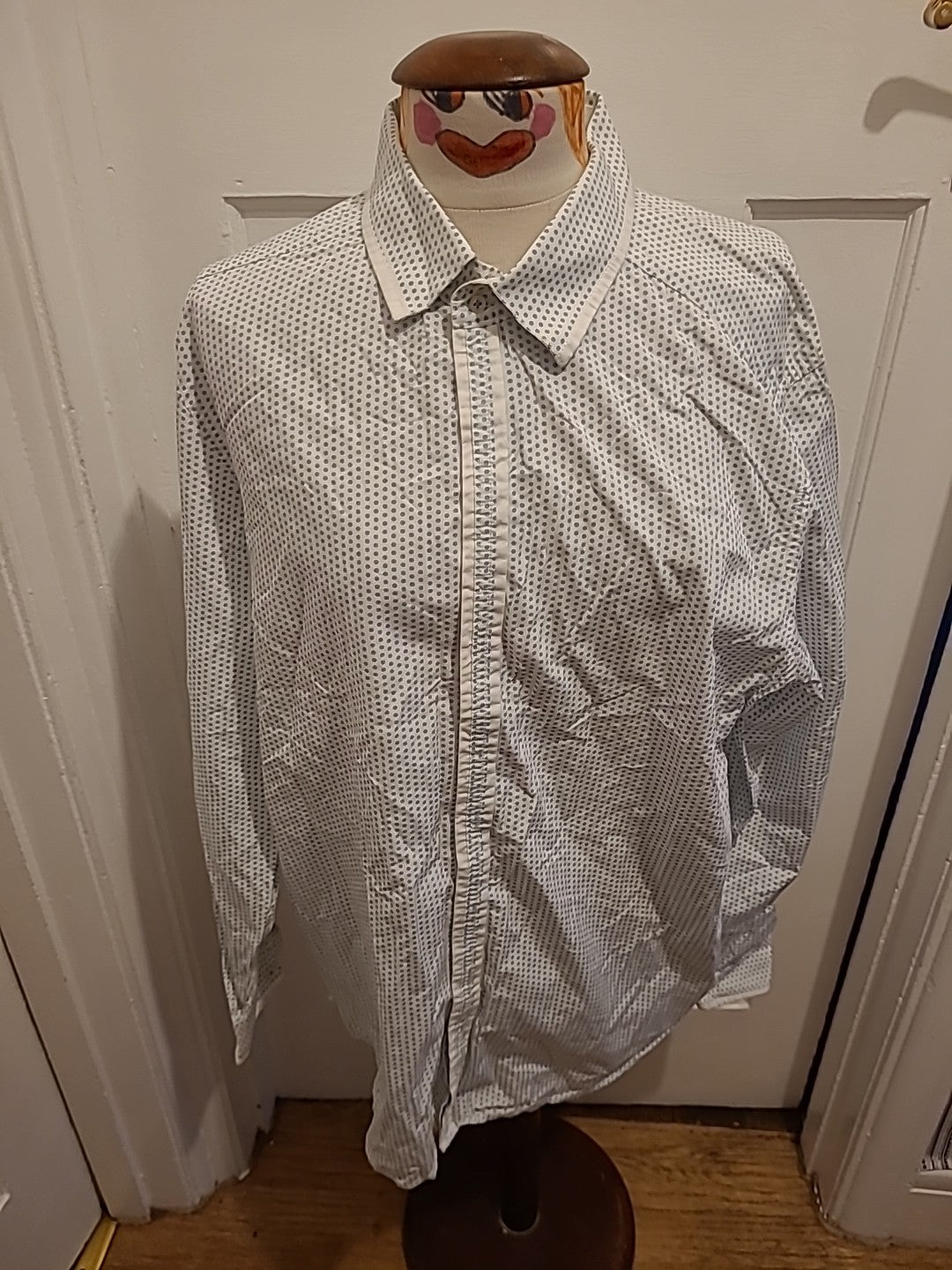 Mens Jeff Banks Size XL Blue/White Spotted Long Sleeved Shirt