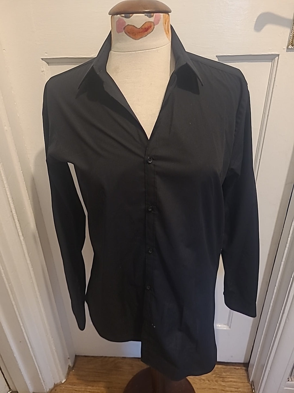 Mens Cedarwood State Size 15" Slim Fit Black Long Sleeved Shirt
