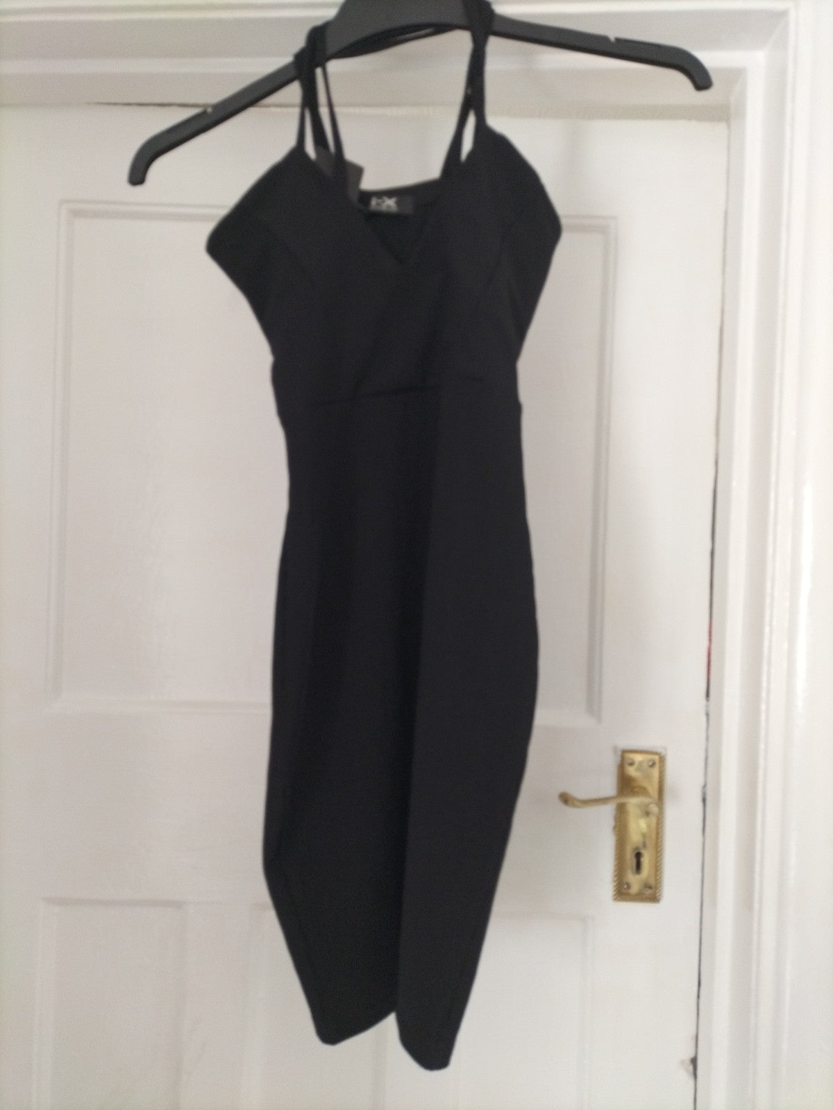 Brand New Ladies I-X London Size 8 Black Spaghetti Straps Dress