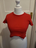 Ladies Divided Size Medium Red Short Sleeved Crop Top