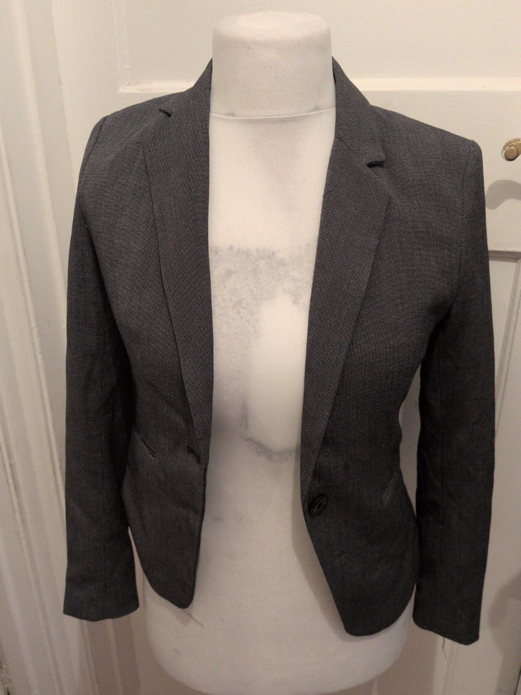H&M 10 Grey Fleck Lined Padded Blazer
