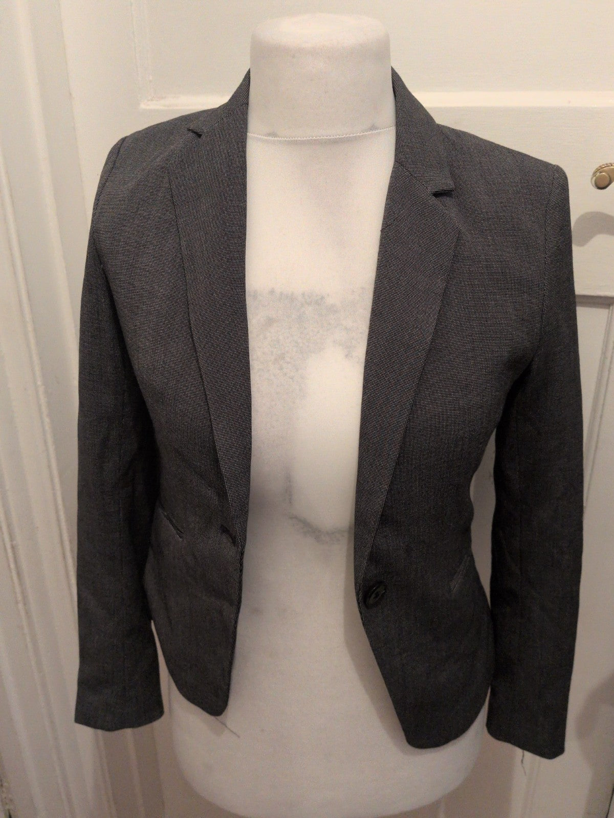 H&M 10 Grey Fleck Lined Padded Blazer