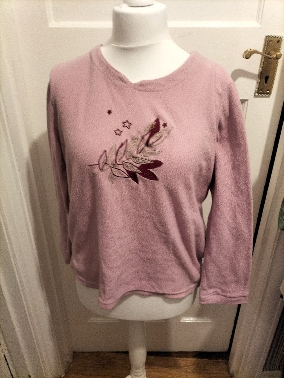 Ladies Damart Size Medium Pink Floral Pyjama Top