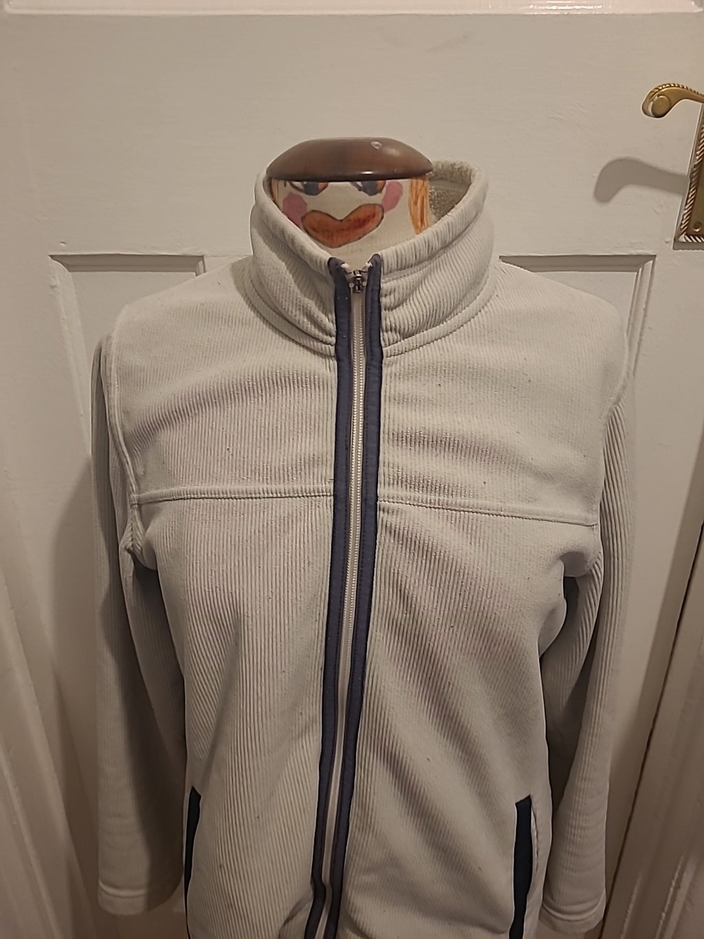 Mens Aigle Size 44" Stone Ribbed Zip Through Jumper(signs Of Wear)