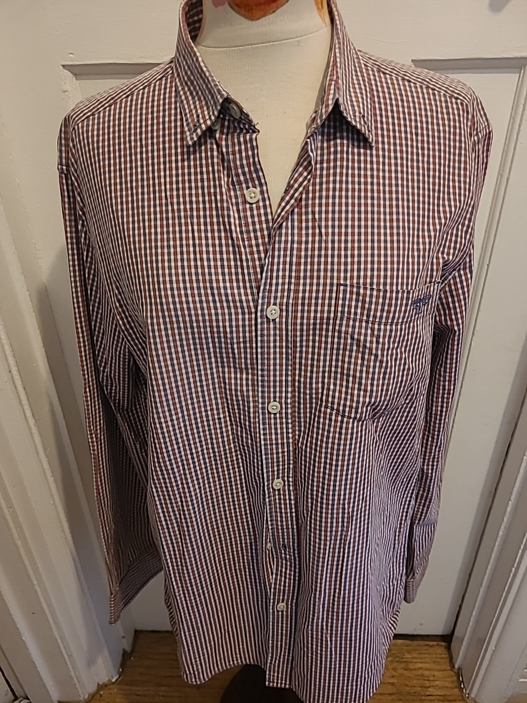 Mens Rivers Size Large Red Check Long Sleeved Shirt