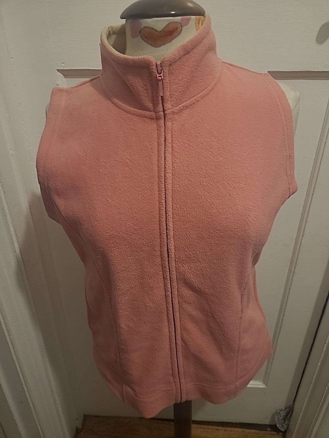 Ladies EWM Size 10-12 Pink Zip Through Sleeveless Cardigan