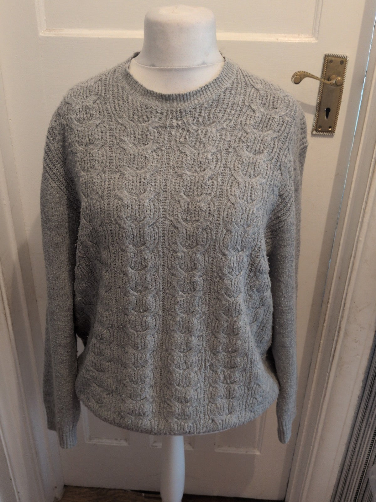 Mens Marks And Spencer Size 2XL Grey Supersoft Patterned Jumper