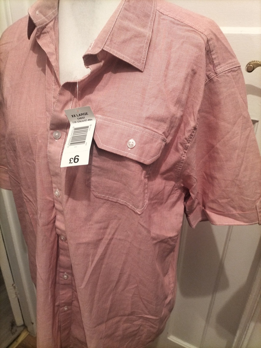 Brand New Mens Easy Size 2XL Pink Short Sleeved Shirt